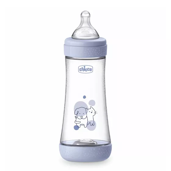 CHICCO BIBERON PLAST +2M 240ML 5 PERFECT -BLEU-