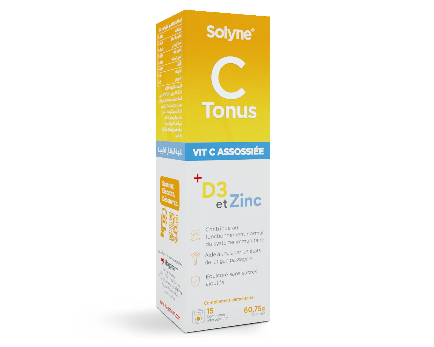 MAGPHARM SOLYNE VITAMINE C 1000MG TONUS+ZINC 10MG + D3 2000 UI EFFERVESCENT T/15 COMP C/24
