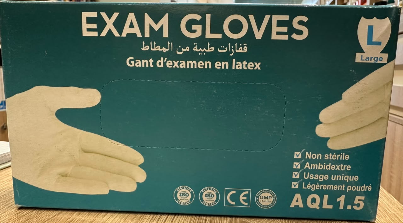 GANT NON STERILE EXAM GLOVES EN LATEX TAILLE L