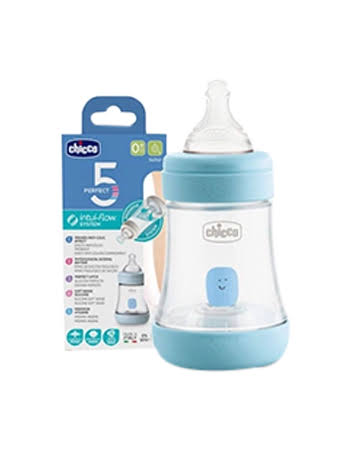 CHICCO BIBERON PLAST +0M 150ML 5 PERFECT -BLEU-
