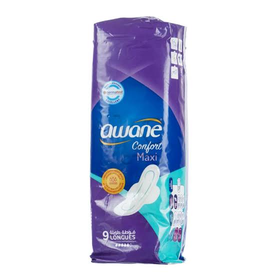 SERVIETTES HYGIENIQUES AWANE CONFORT LONGUE MAXI X 9
